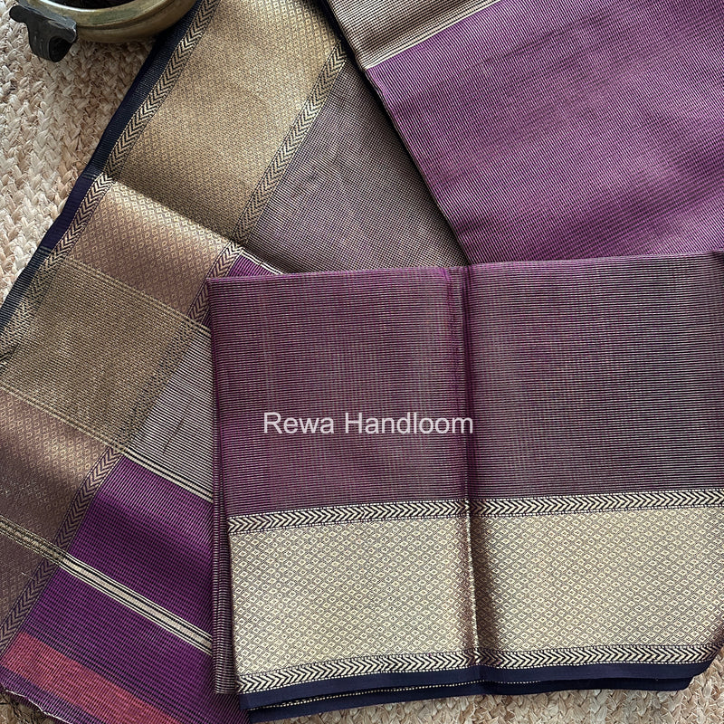 Exclusive Maheshwari Purple Tissue Silk Saree ZTS0177
