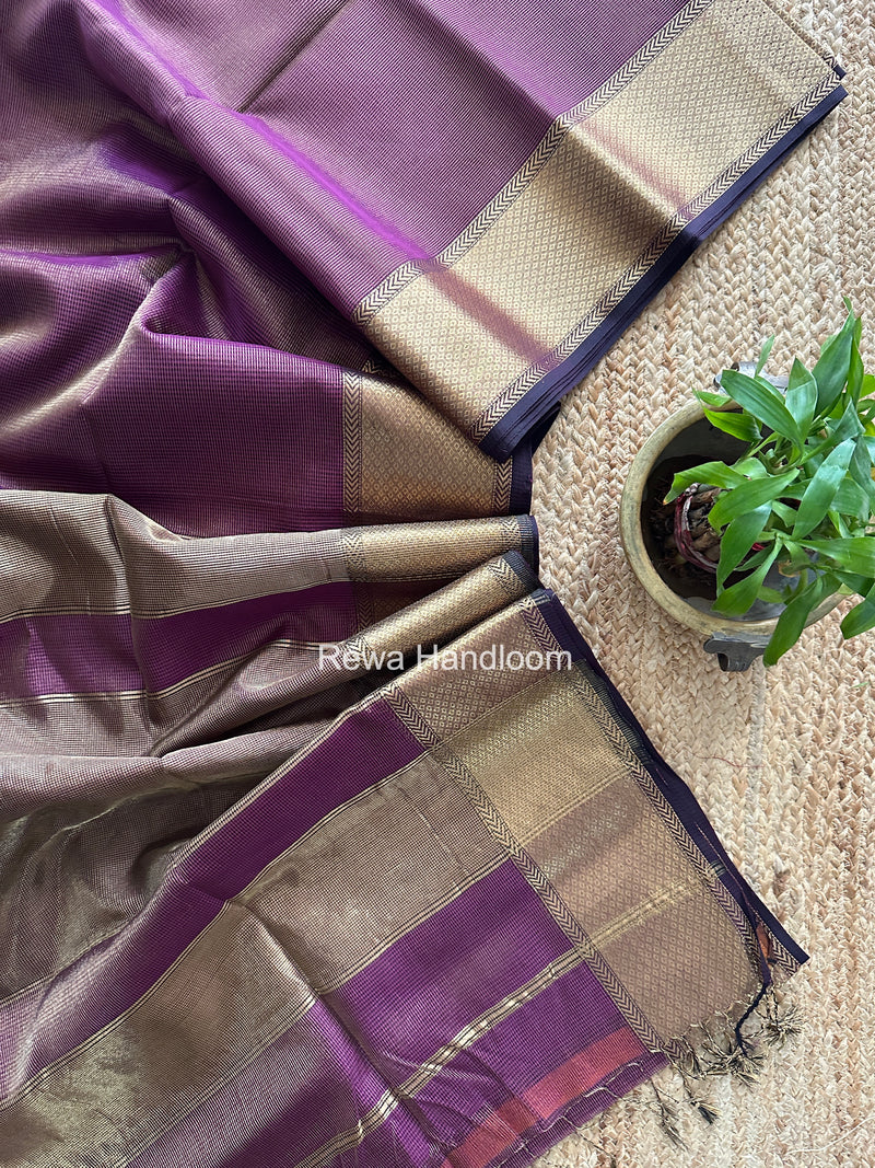 Exclusive Maheshwari Purple Tissue Silk Saree ZTS0177
