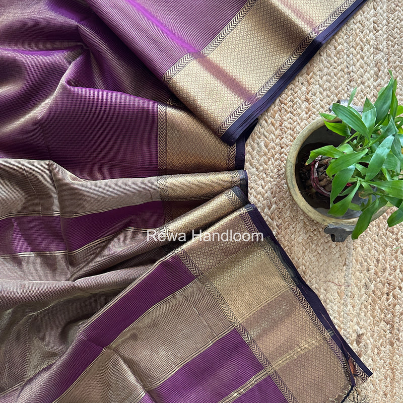 Exclusive Maheshwari Purple Tissue Silk Saree ZTS0177