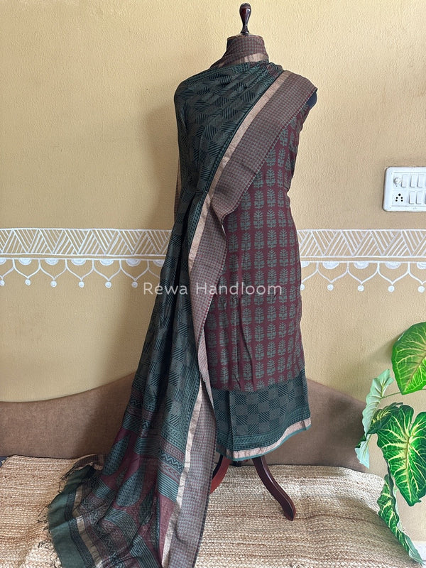 Maheshwari Maroon Bagh Print Suit BSP0153
