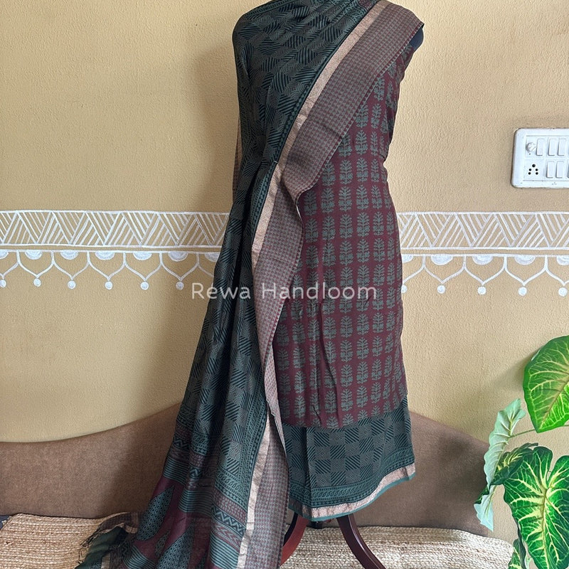 Maheshwari Maroon Bagh Print Suit BSP0153