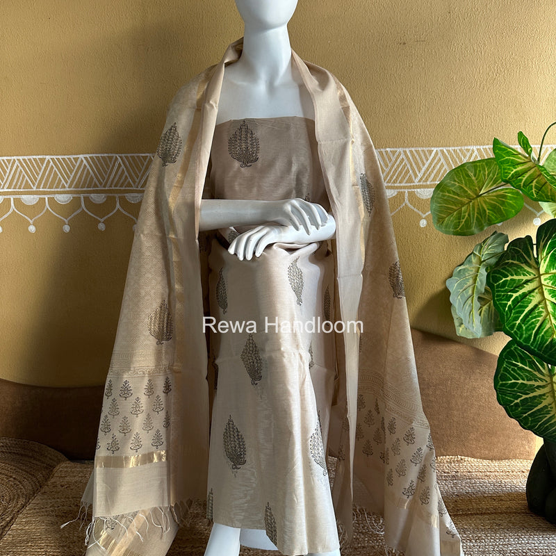 Maheshwari Handblock Print Top-Dupatta