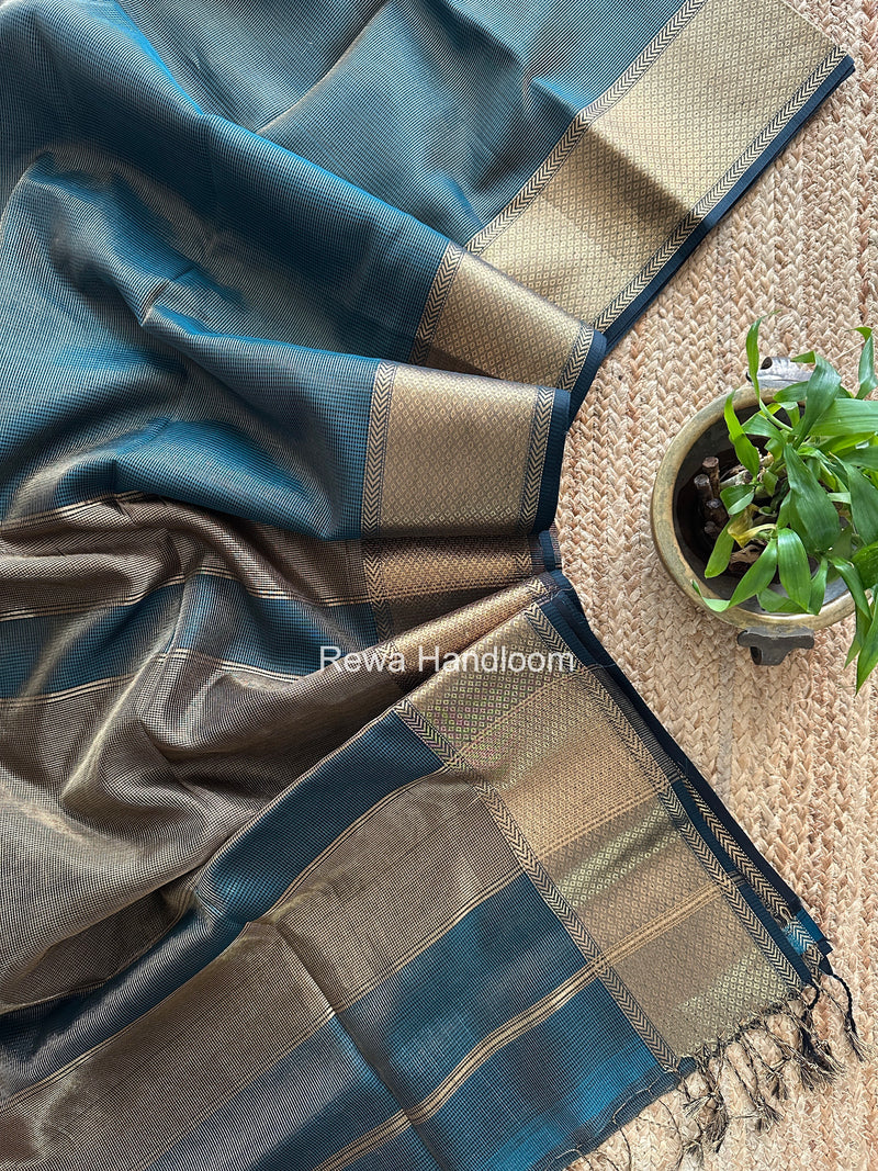 Exclusive Maheshwari Green Tissue Silk Saree ZTS0179