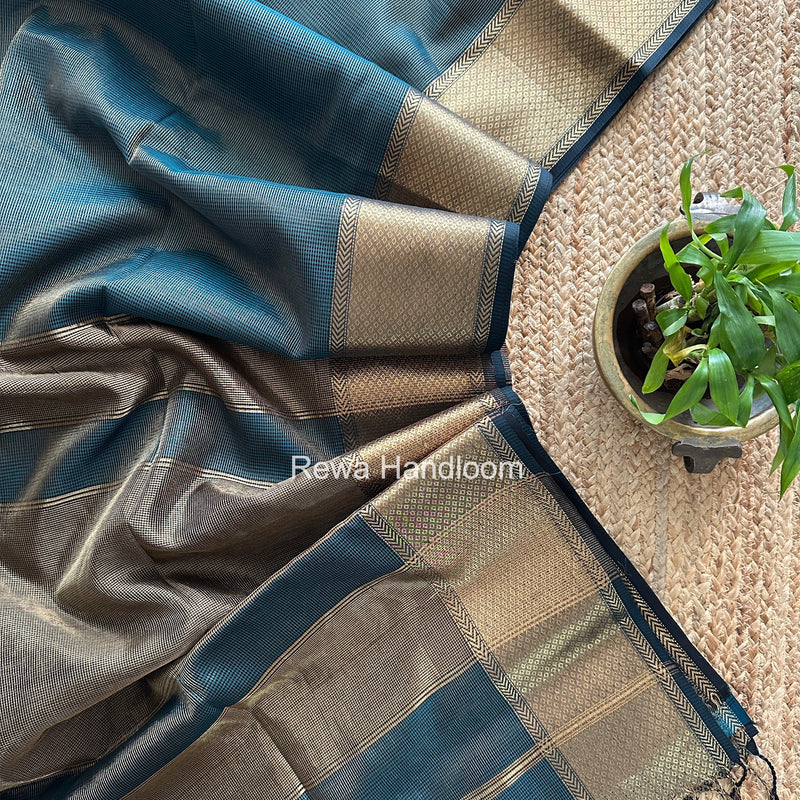 Exclusive Maheshwari Green Tissue Silk Saree ZTS0179