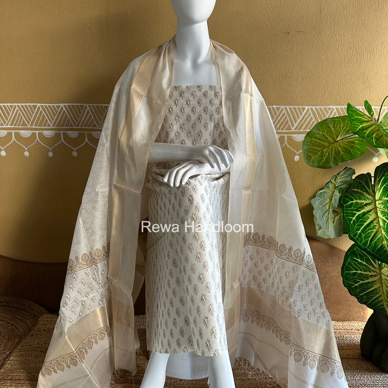 Maheshwari Handblock Print Top-Dupatta