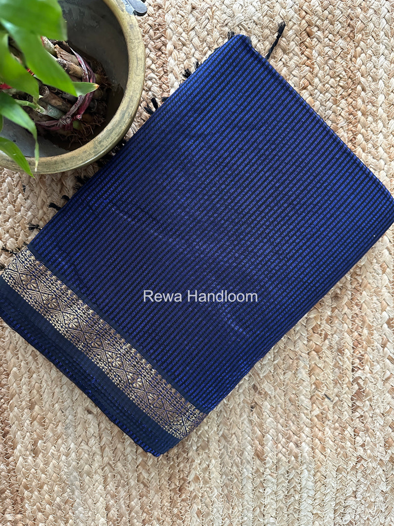 Maheshwari Blue Garbha Reshami Rich Pallu Silk Saree GRPS04