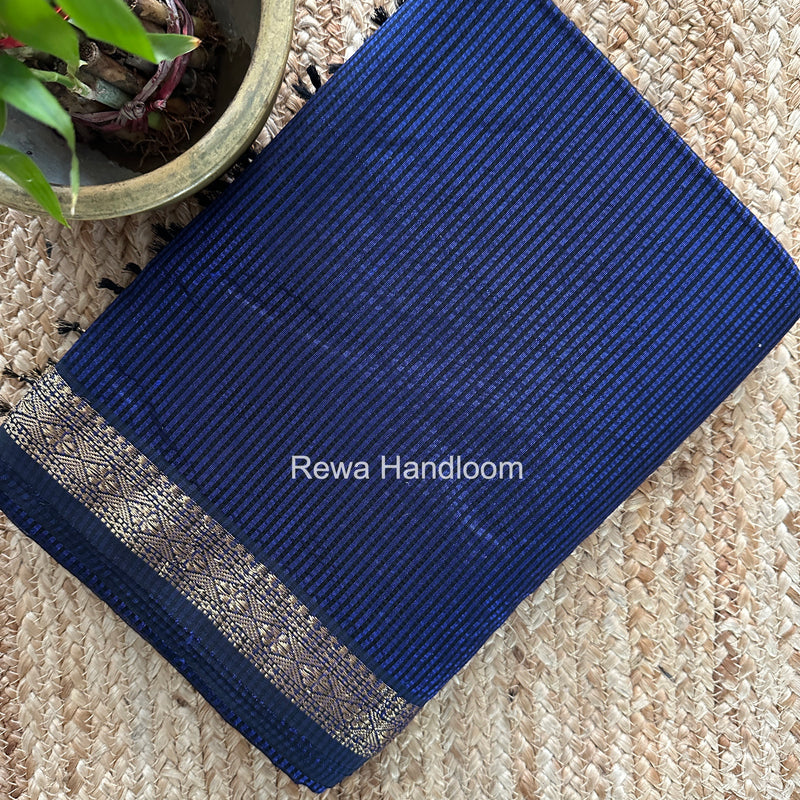 Maheshwari Blue Garbha Reshami Rich Pallu Silk Saree GRPS04
