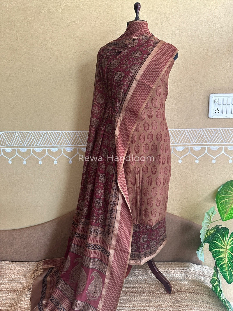 Maheshwari Mehendi Green Bagh Print Suit BSP0133