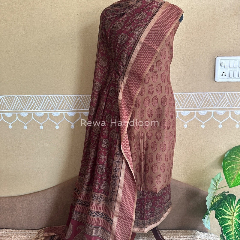 Maheshwari Mehendi Green Bagh Print Suit BSP0133