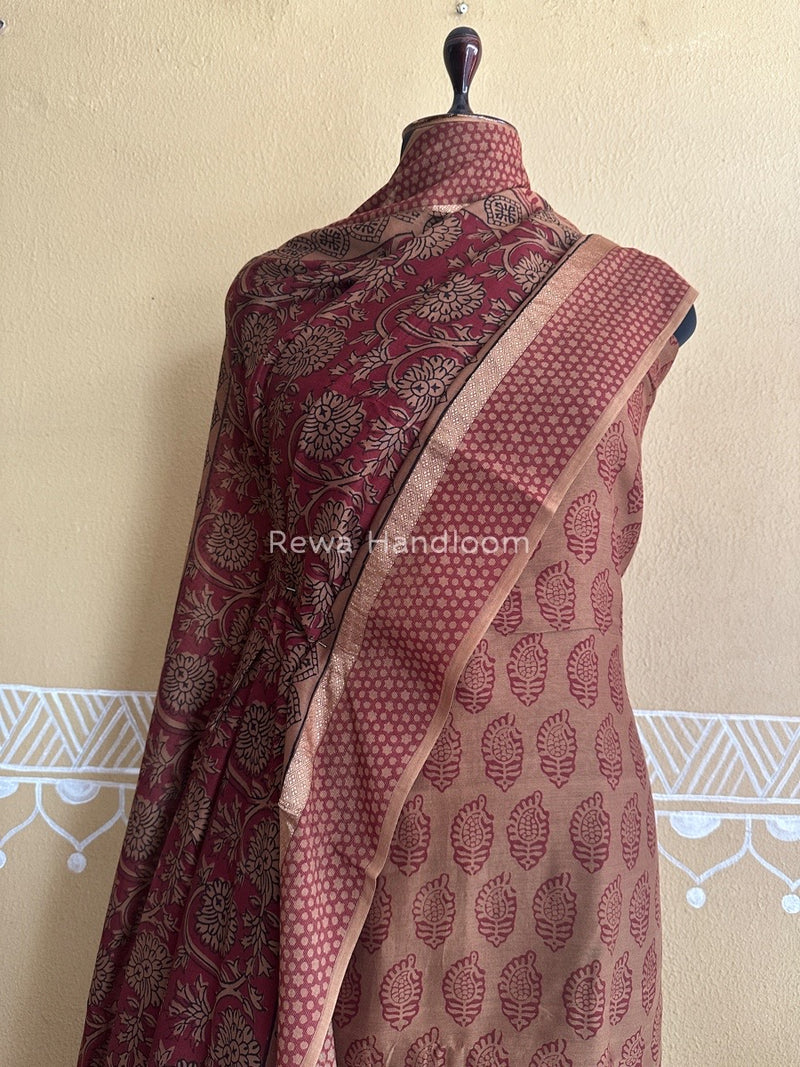 Maheshwari Mehendi Green Bagh Print Suit BSP0133