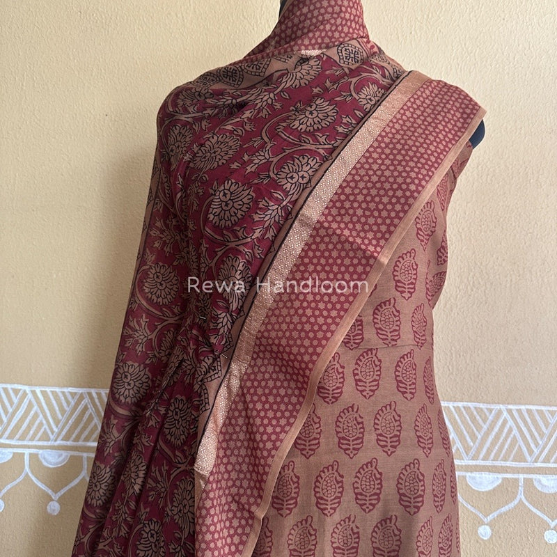 Maheshwari Mehendi Green Bagh Print Suit BSP0133