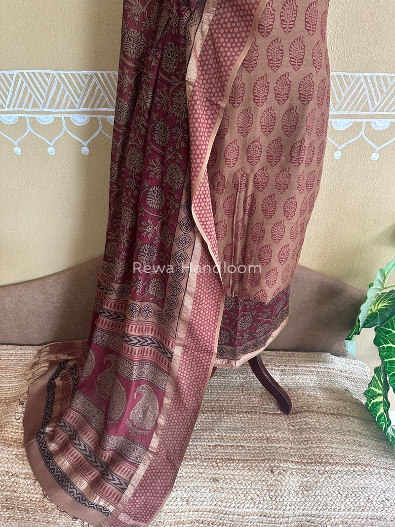 Maheshwari Mehendi Green Bagh Print Suit BSP0133