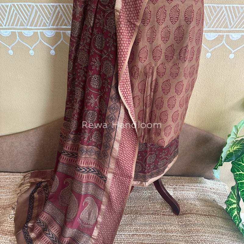 Maheshwari Mehendi Green Bagh Print Suit BSP0133