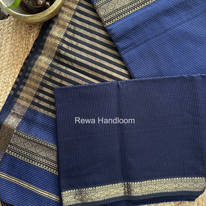 Maheshwari Blue Garbha Reshami Rich Pallu Silk Saree GRPS04