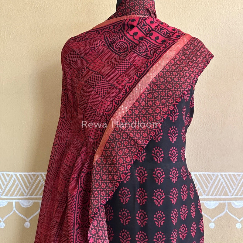 Maheshwari Black Bagh Print Suit BSP0137