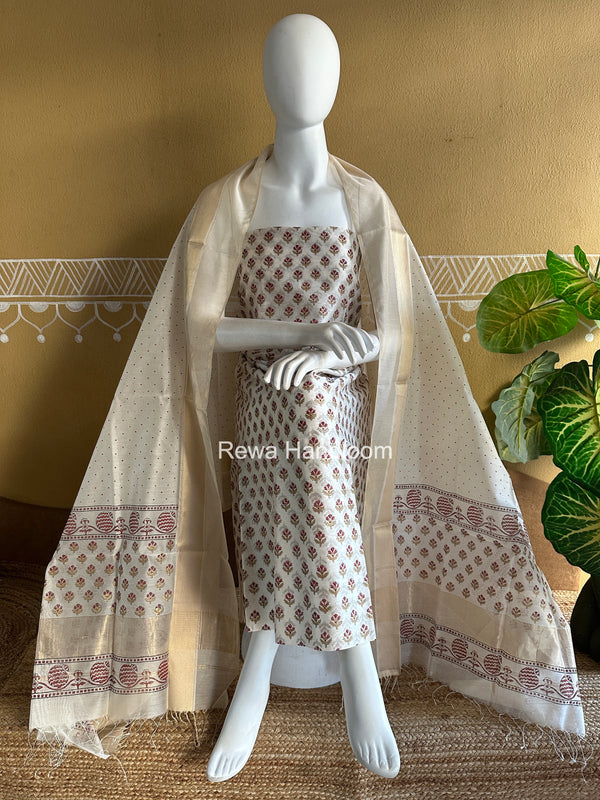 Maheshwari Handblock Print Top-Dupatta