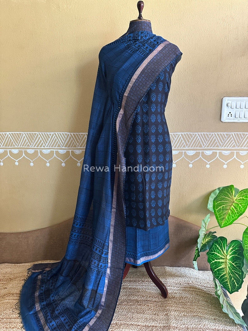 Maheshwari Black Bagh Print Suit BSP0139