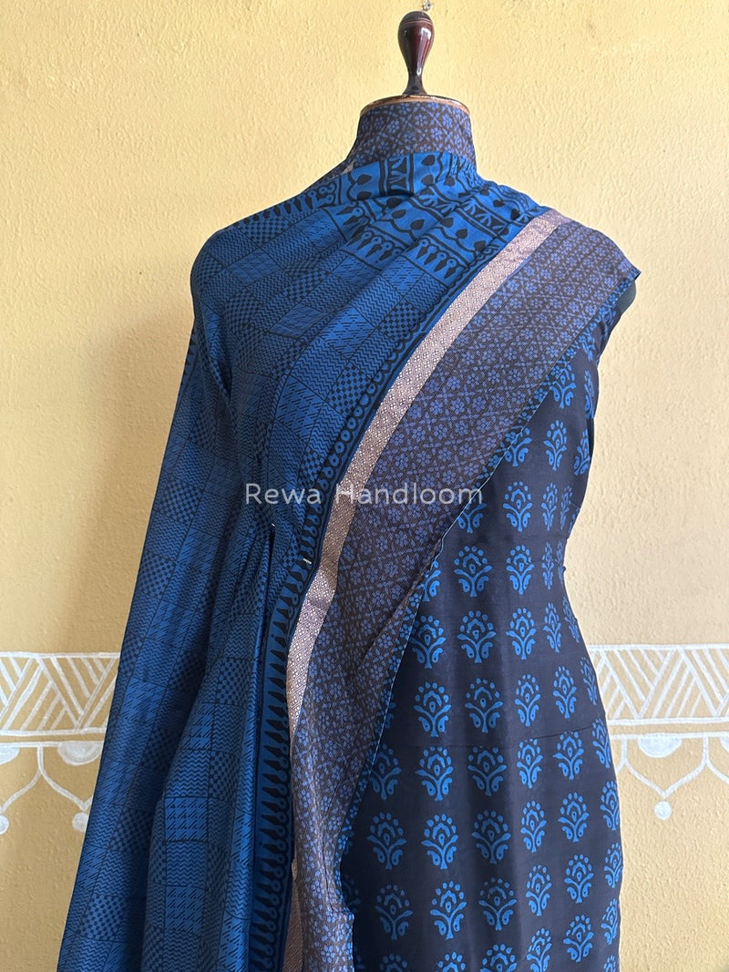 Maheshwari Black Bagh Print Suit BSP0139