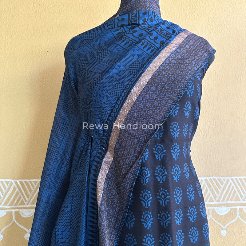 Maheshwari Black Bagh Print Suit BSP0139