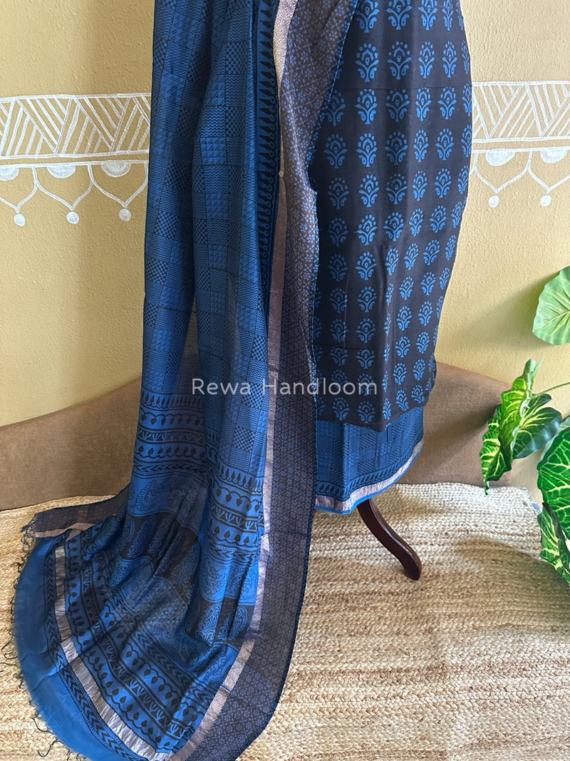 Maheshwari Black Bagh Print Suit BSP0139