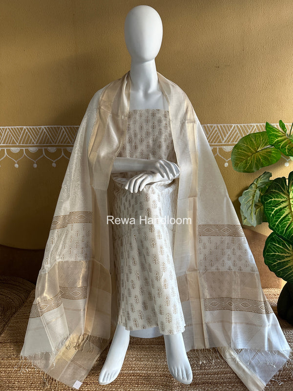 Maheshwari Handblock Print Top-Dupatta