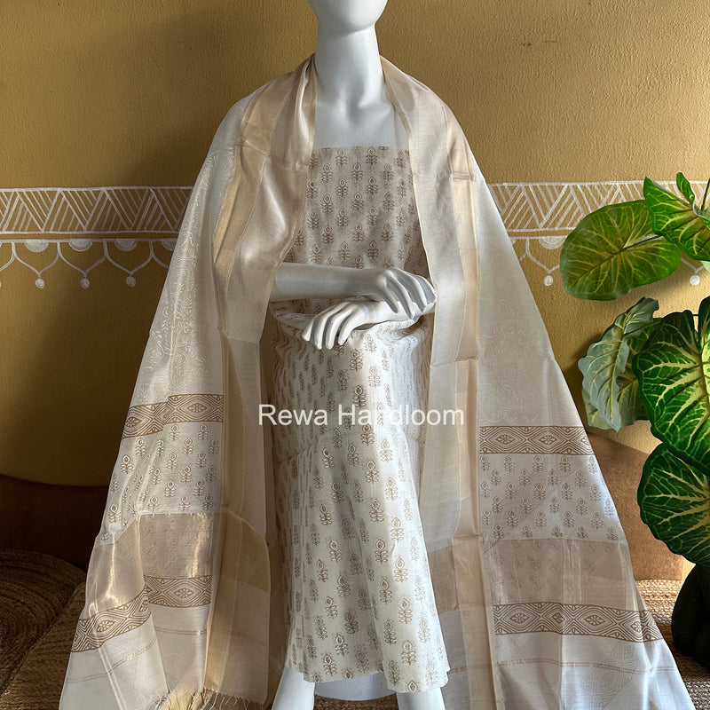 Maheshwari Handblock Print Top-Dupatta