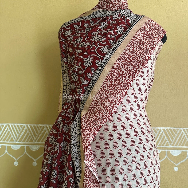 Maheshwari White Bagh Print Suit BSP0134
