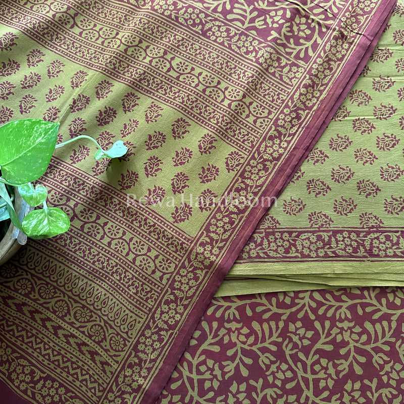 Green-Maroon Bagh Print Cotton Suit-BCSP53