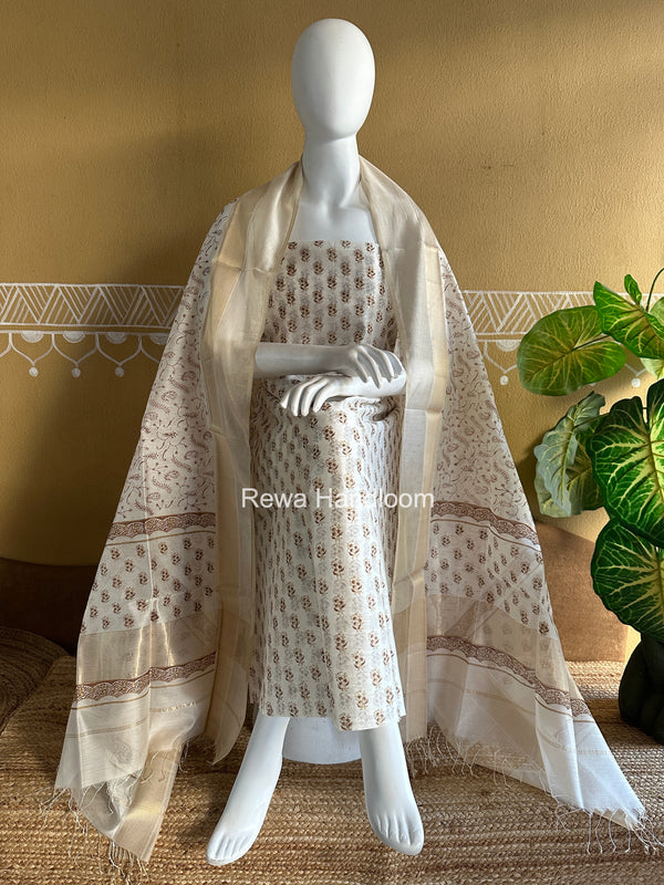Maheshwari Handblock Print Top-Dupatta