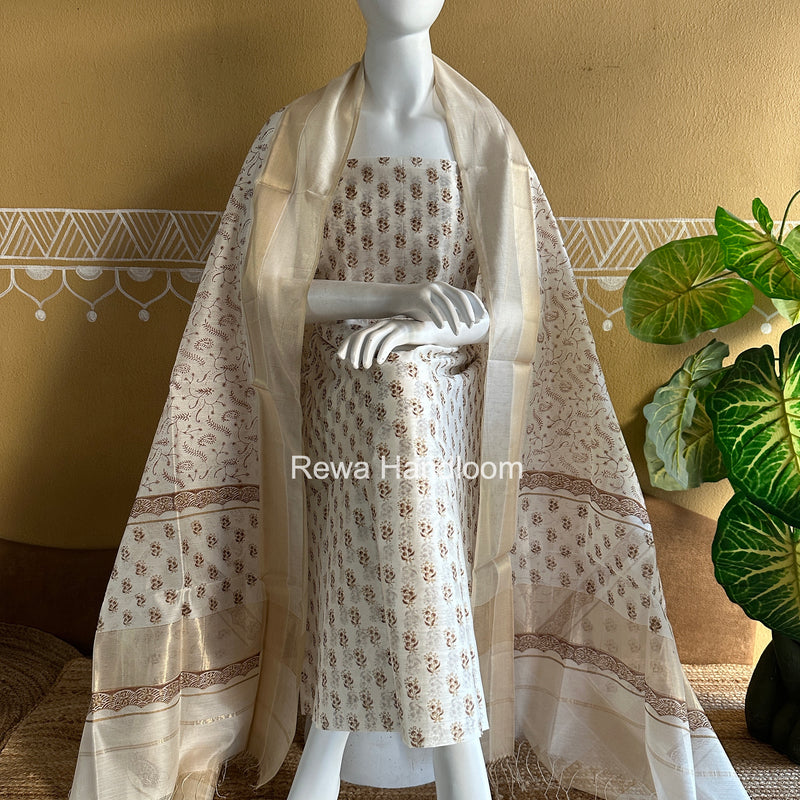 Maheshwari Handblock Print Top-Dupatta