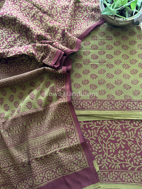 Green-Maroon Bagh Print Cotton Suit-BCSP53