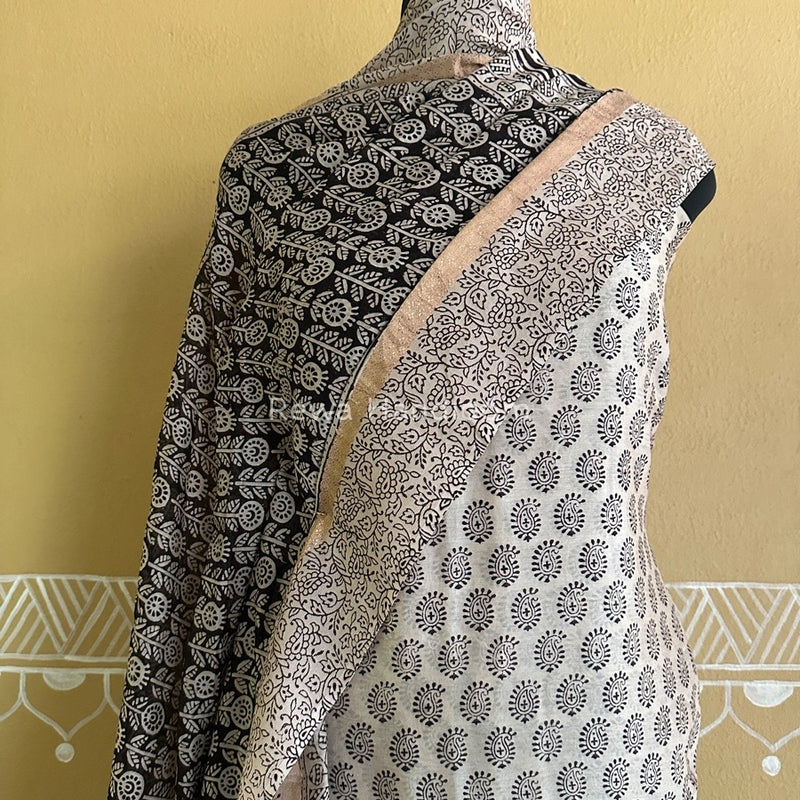 Maheshwari White Bagh Print Suit BSP0132