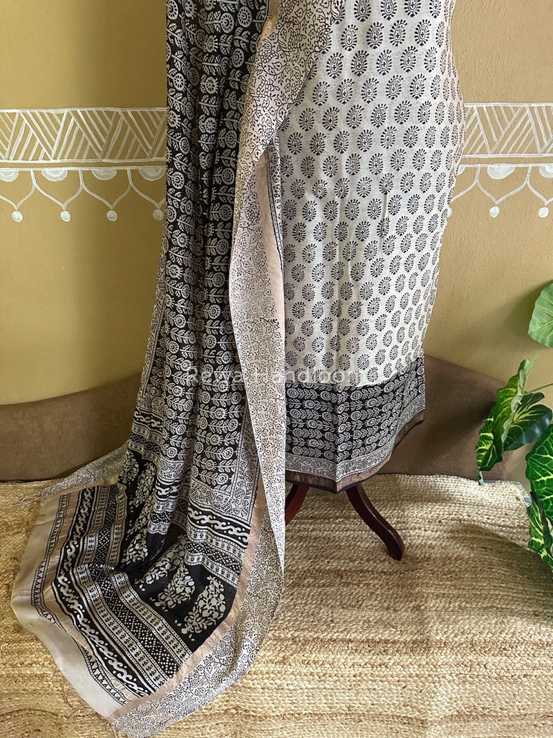 Maheshwari White Bagh Print Suit BSP0132