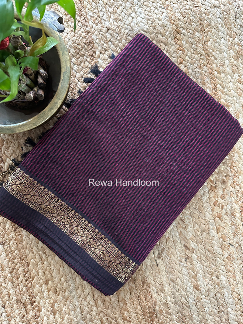 Maheshwari Wine Garbha Reshami Rich Pallu Silk Saree GRPS05