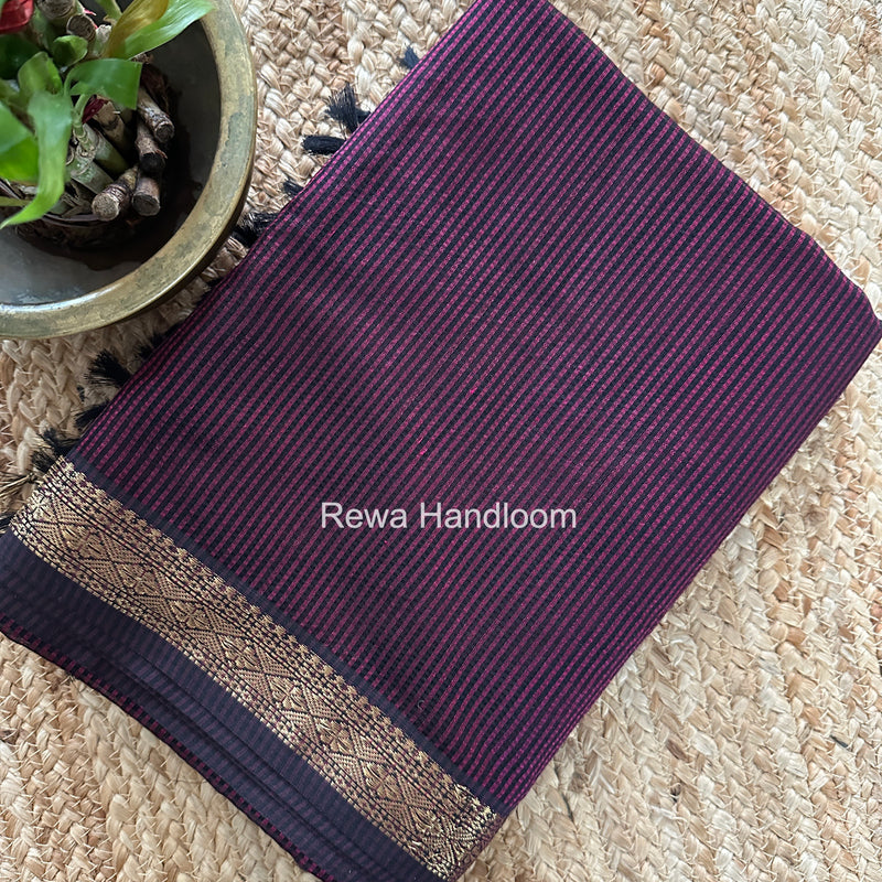 Maheshwari Wine Garbha Reshami Rich Pallu Silk Saree GRPS05