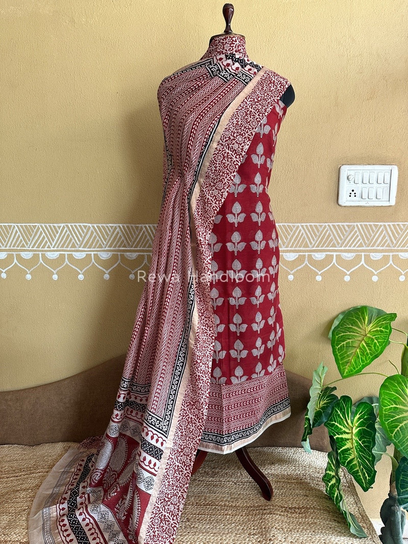 Maheshwari Maroon Bagh Print Suit BSP0138