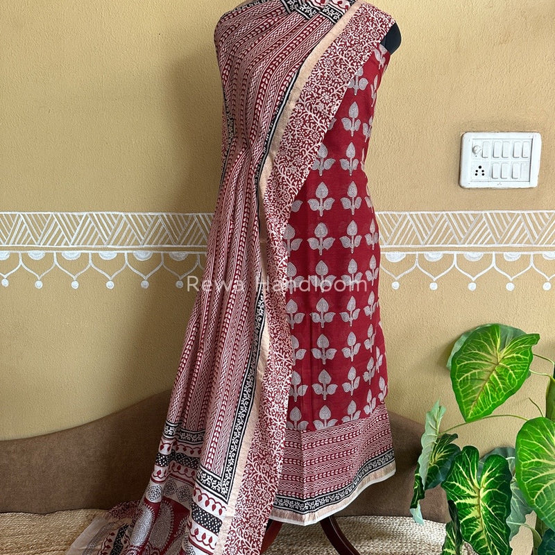 Maheshwari Maroon Bagh Print Suit BSP0138