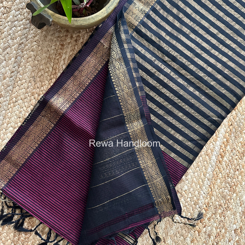 Maheshwari Wine Garbha Reshami Rich Pallu Silk Saree GRPS05