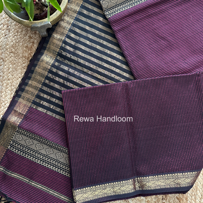 Maheshwari Wine Garbha Reshami Rich Pallu Silk Saree GRPS05