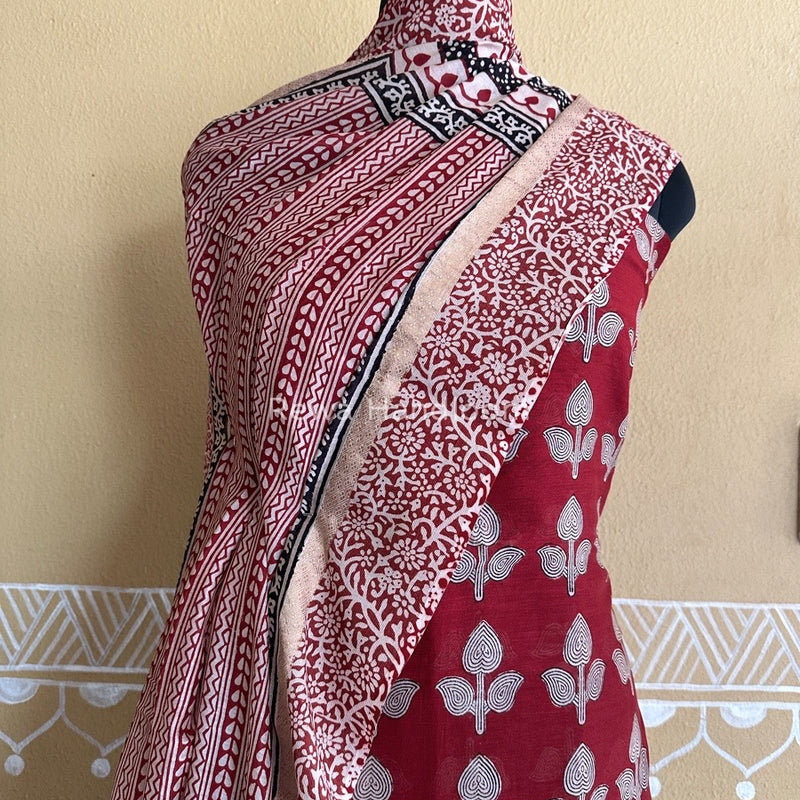 Maheshwari Maroon Bagh Print Suit BSP0138