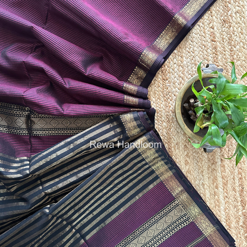 Maheshwari Wine Garbha Reshami Rich Pallu Silk Saree GRPS05