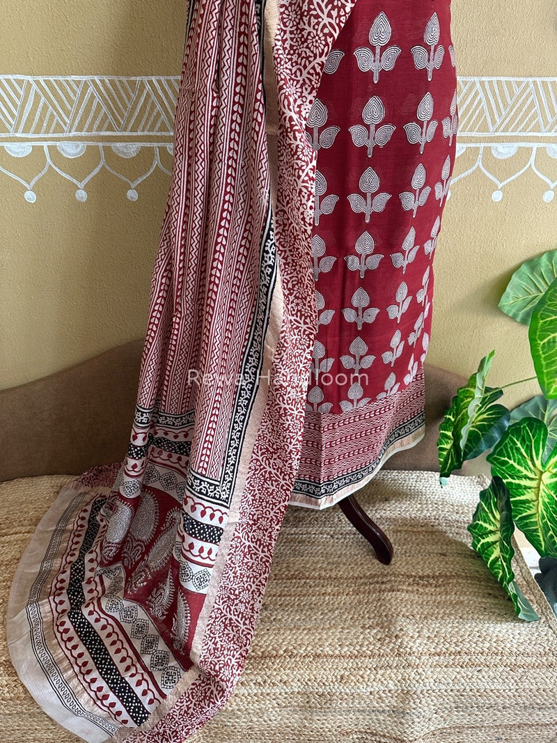 Maheshwari Maroon Bagh Print Suit BSP0138