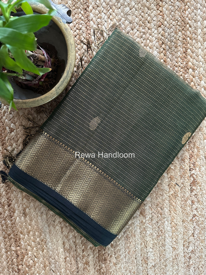 Maheshwari Green Tissue Butti Saree TKBS04