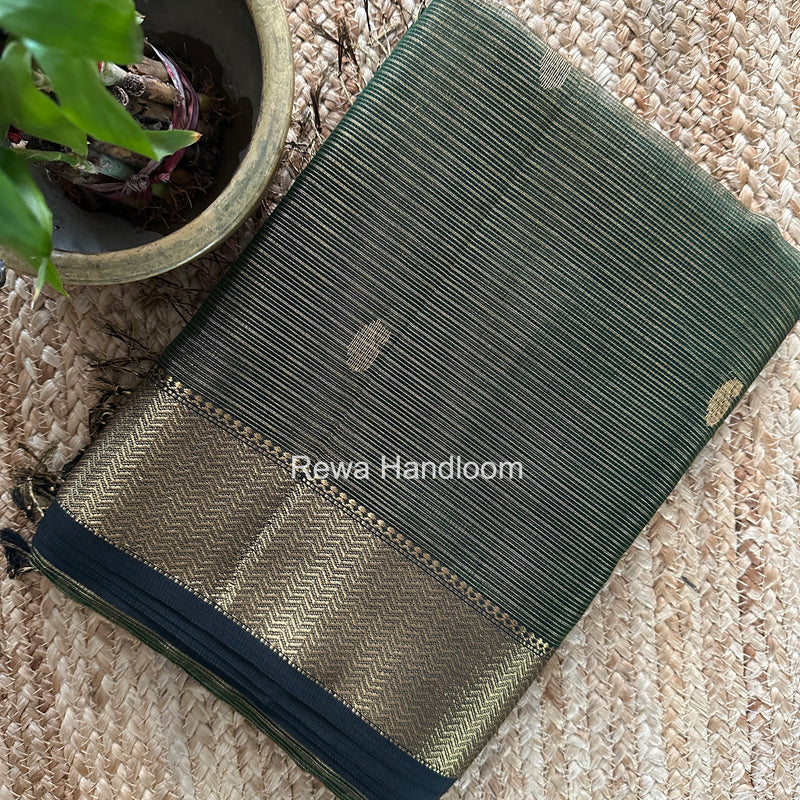 Maheshwari Green Tissue Butti Saree TKBS04