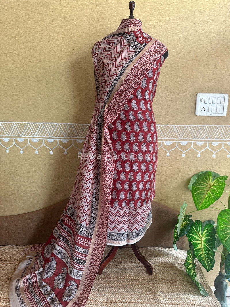 Maheshwari Red Bagh Print Suit BSP0135