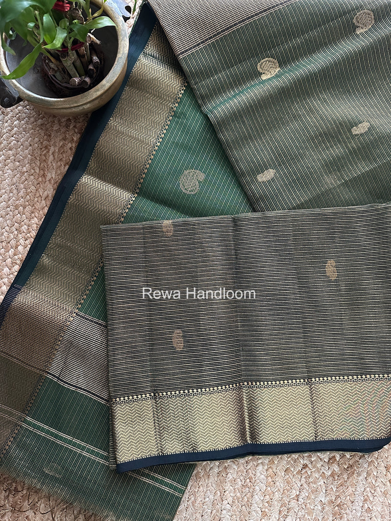 Maheshwari Green Tissue Butti Saree TKBS04