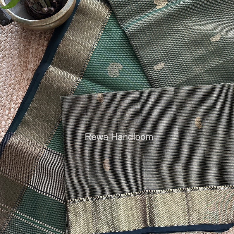 Maheshwari Green Tissue Butti Saree TKBS04