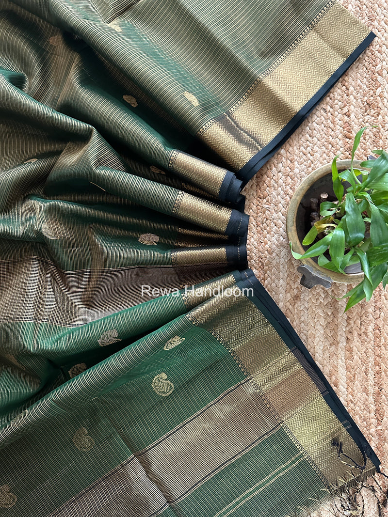 Maheshwari Green Tissue Butti Saree TKBS04