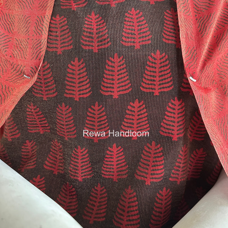 Maheshwari Black-Red Bagh Print Tissue Suit BTS08