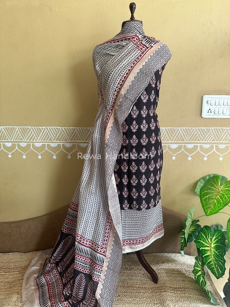 Maheshwari Black Bagh Print Suit BSP0149